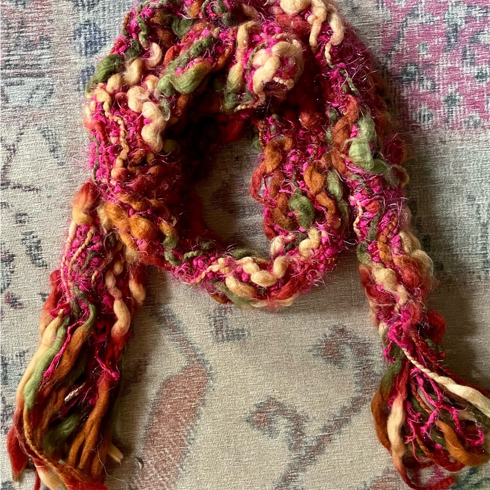 Colorful multicolor fringe scarf boho